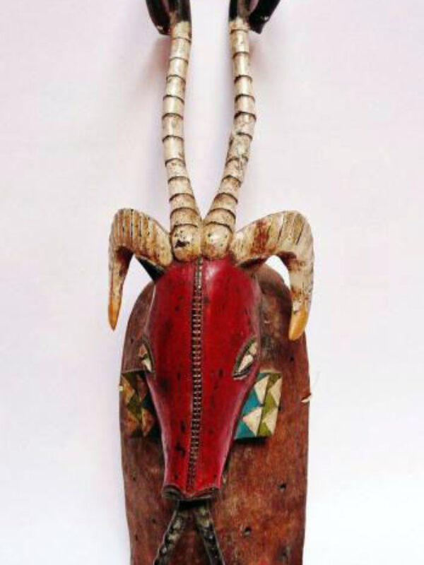 Grand masque zoomorphe « Gazelle » polychrome  Afrique de l'Ouest